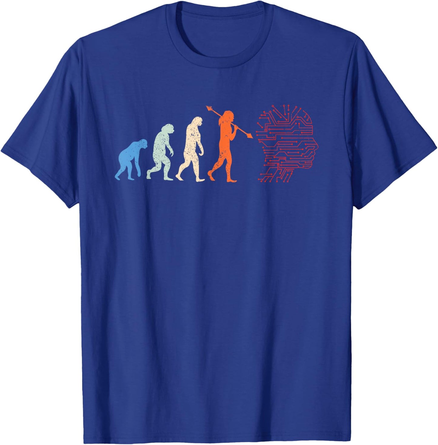 Artificial Intelligence Evolution - Funny AI Evolution T-Shirt - T-Shirt | Royal