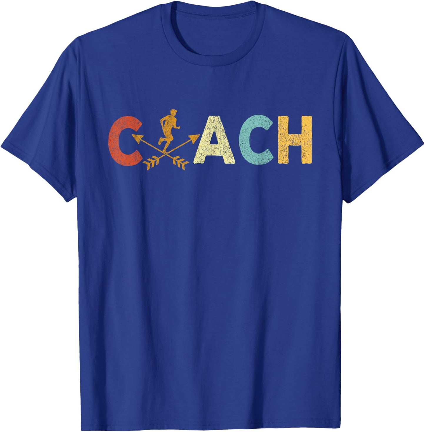 Cross Country Coach Cross Country Running Coach Runner Retro T-Shirt - T-Shirt | Royal
