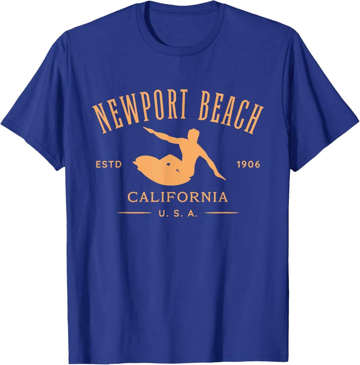 Newport Beach California Surf Design T-Shirt - T-Shirt | Royal