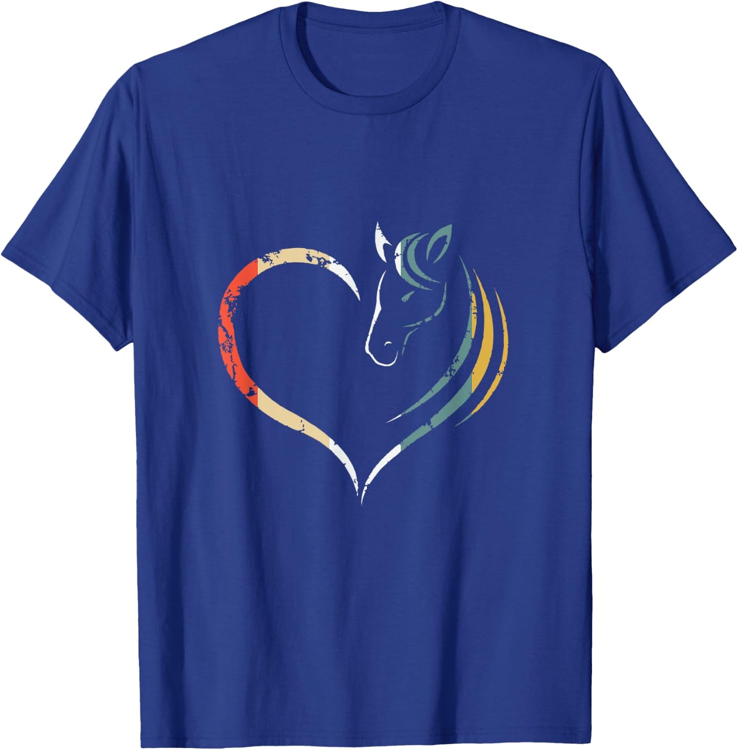Horse Head Inside Heart Women Ladies Girls Teens Kids Retro T-Shirt - T-Shirt | Royal