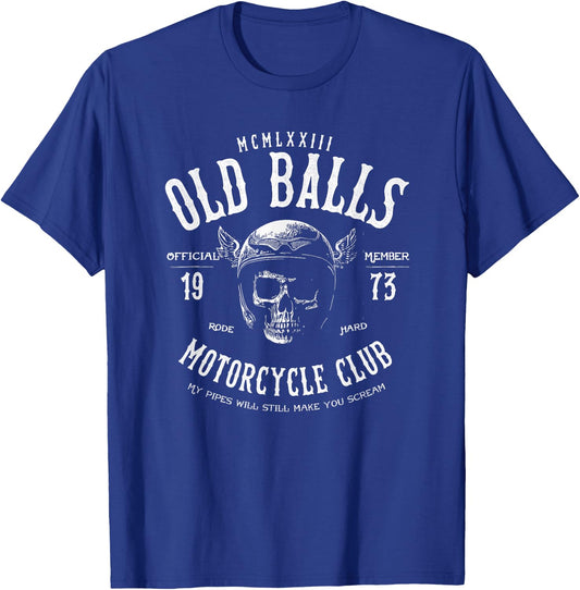 The Old Balls Club Vintage Motorcycle 50th Birthday - Men's Classic Fit Black - Small T-Shirt - T-Shirt | Royal