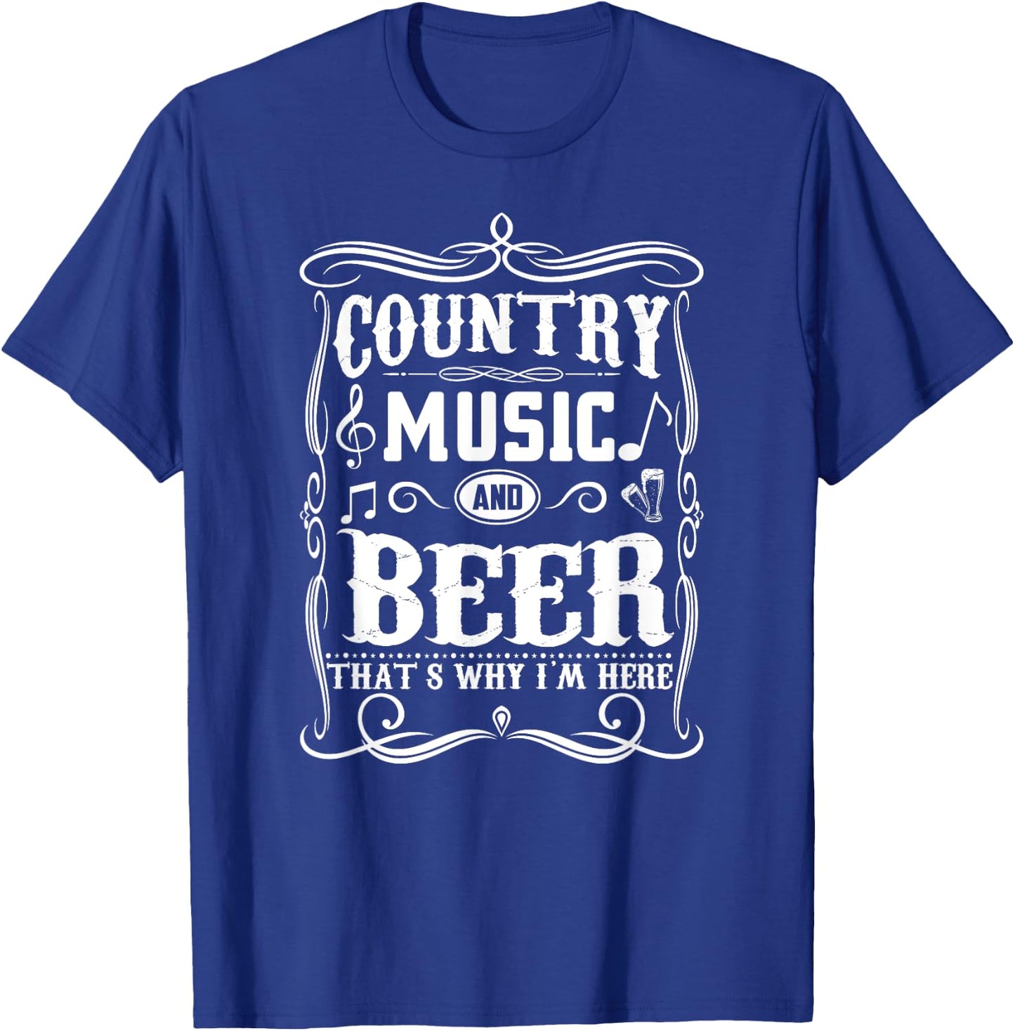 Country Music Beer Lover Vintage Guitar Cowboy Boots Product T-Shirt - T-Shirt | Royal