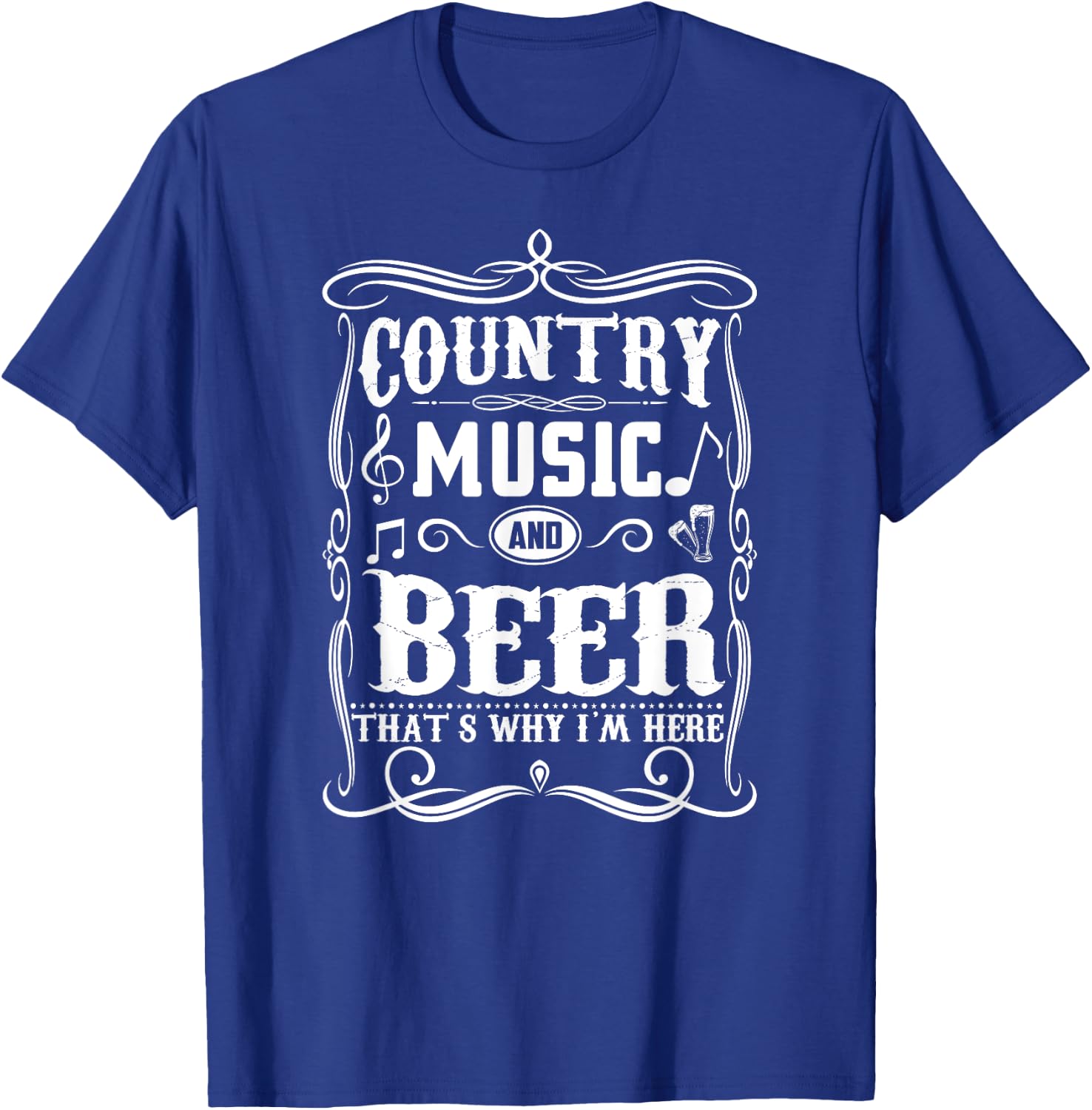 Country Music Beer Lover Vintage Guitar Cowboy Boots Product T-Shirt - T-Shirt | Royal