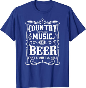 Country Music Beer Lover Vintage Guitar Cowboy Boots Product T-Shirt - T-Shirt | Royal