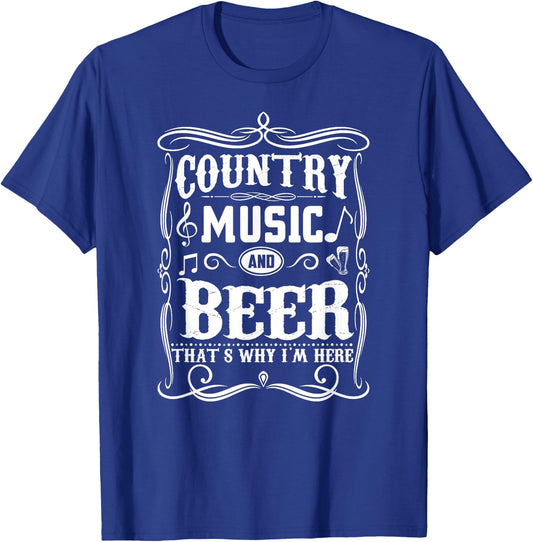Country Music Beer Lover Vintage Guitar Cowboy Boots Product T-Shirt - T-Shirt | Royal