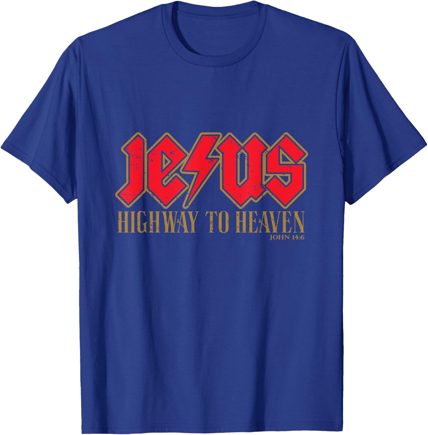 JESUS - HIGHWAY TO HEAVEN - JOHN 14:6 - Red & Gold T-Shirt - T-Shirt | Royal
