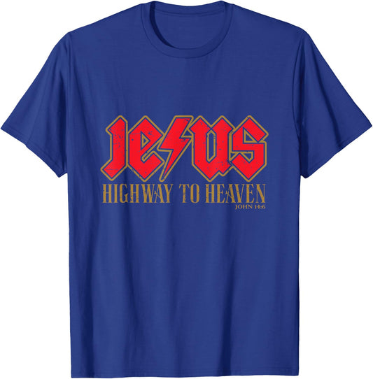 JESUS - HIGHWAY TO HEAVEN - JOHN 14:6 - Red & Gold T-Shirt - T-Shirt | Royal