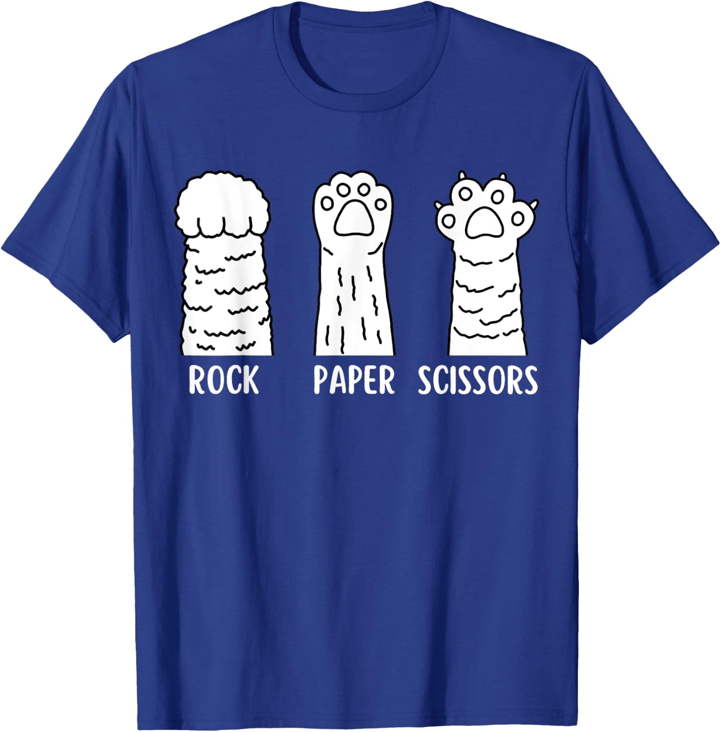 Funny Cat Animal Rescue Pet Lover Apparel Rock Paper Scissors Hand Game Cute Paw Funny Cat T-Shirt - T-Shirt | Royal