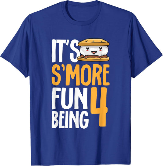 S’more Campfire 4th Birthday Marshmallow Camping Smore T-Shirt - T-Shirt | Royal