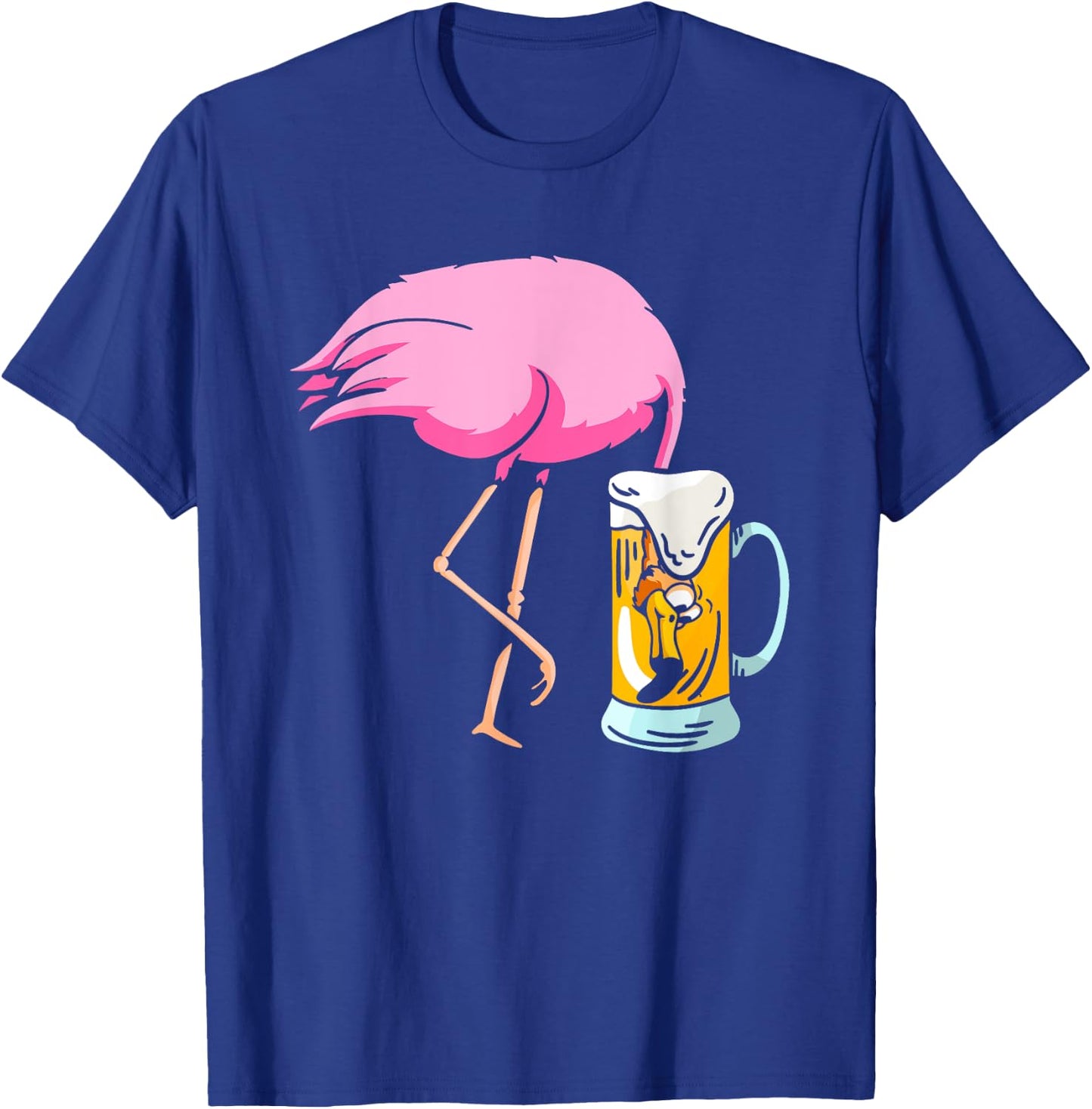 Funny Flamingo Drinking Beer | Party Beer Drinker T-Shirt - T-Shirt | Royal