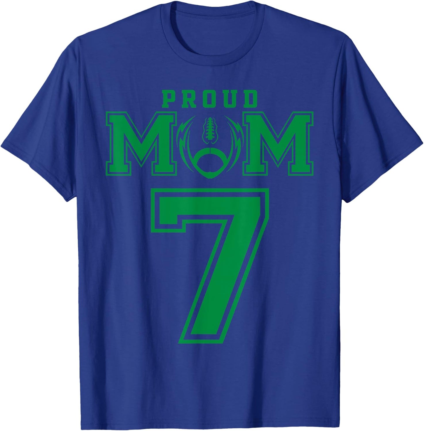 Custom Proud Football Mom Number 7 G Personalized T-Shirt - T-Shirt | Royal