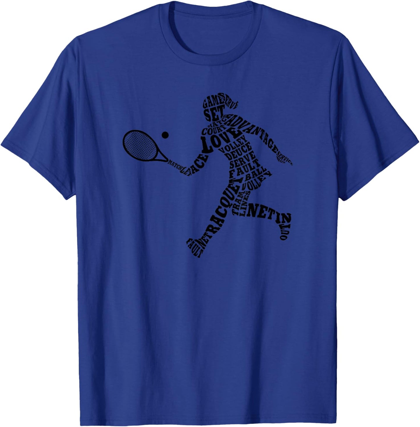 Female Tennis Player Typography Word Art T-Shirt - T-Shirt | Royal