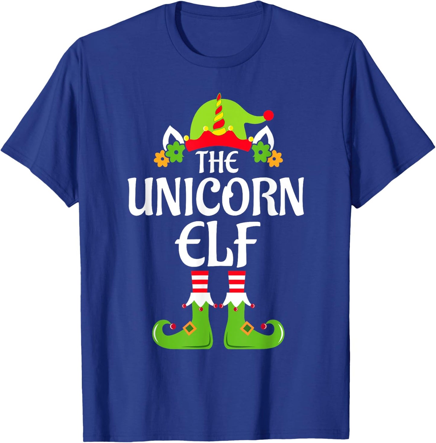Unicorn Elf Matching Family Group Christmas Party Xmas Funny T-Shirt - T-Shirt | Royal