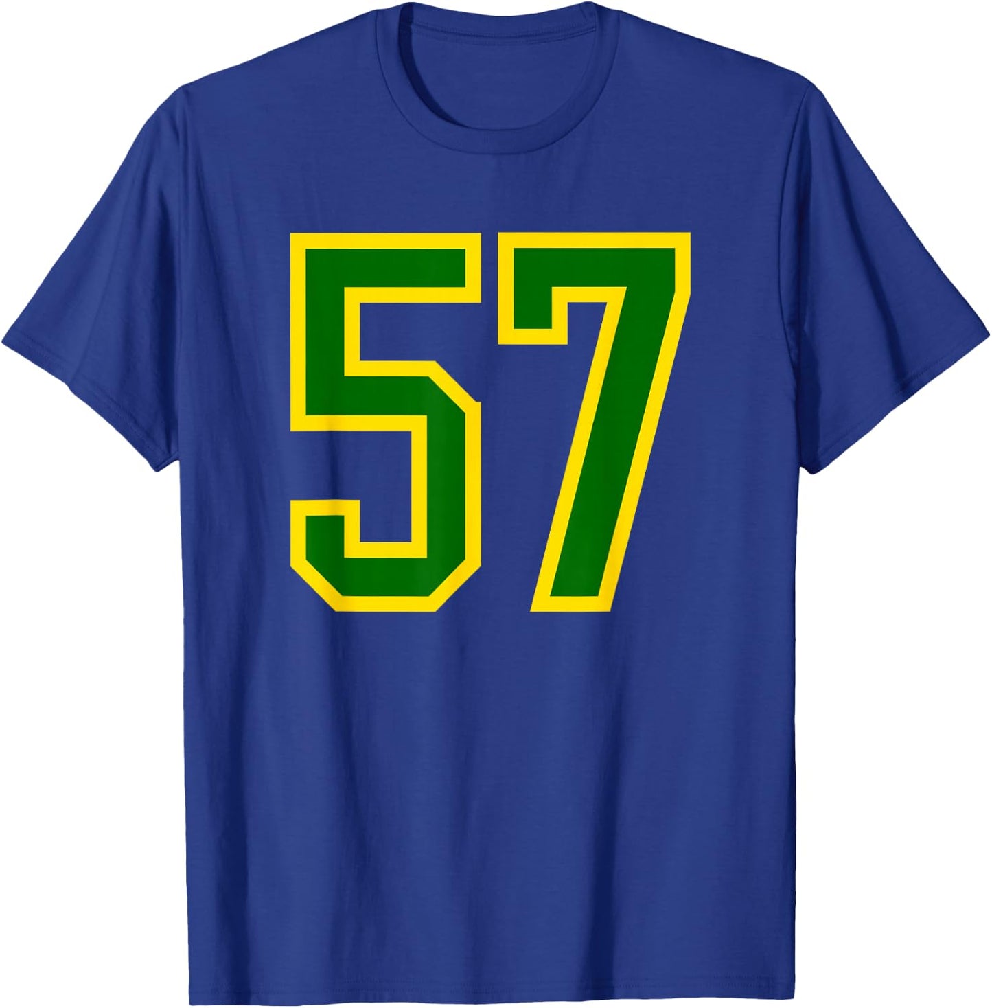 Number #57 Green Yellow Sports Team T-Shirt - T-Shirt | Royal