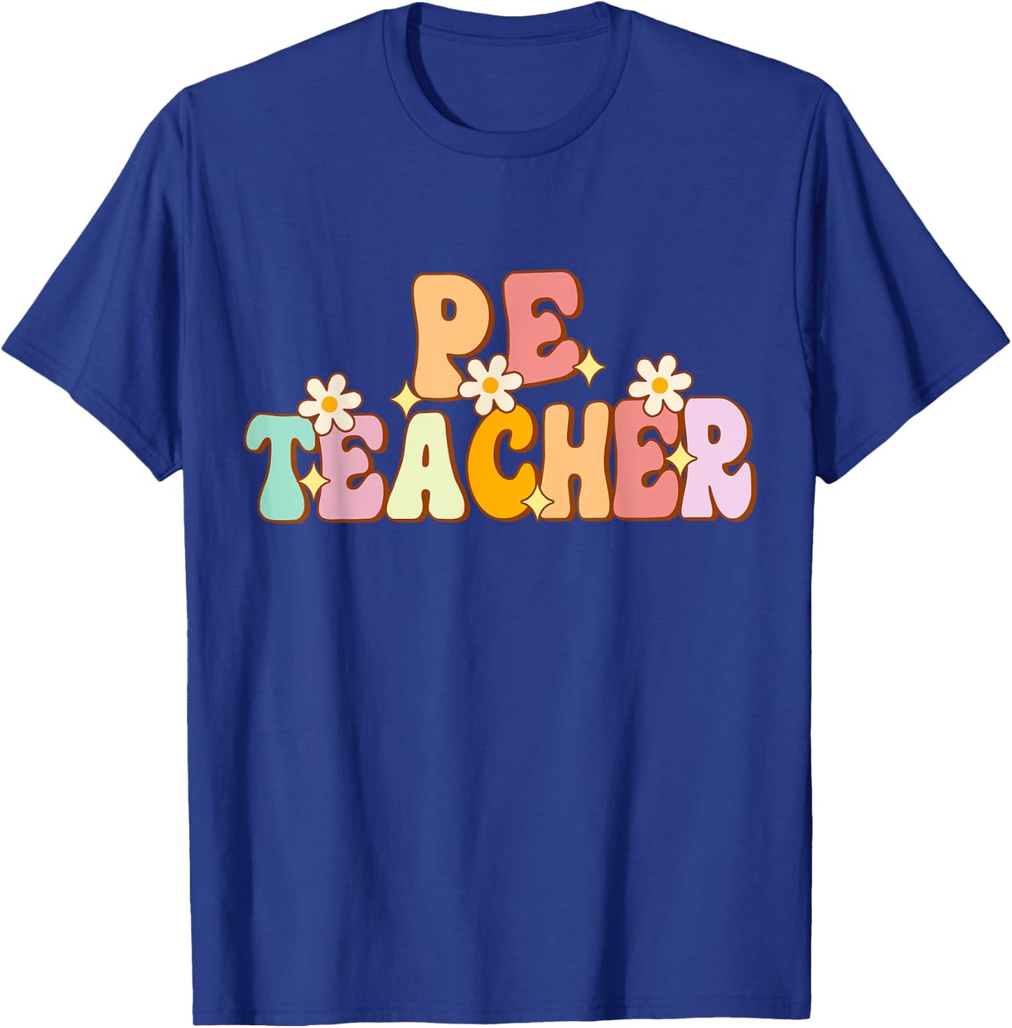 Groovy Physical Education Teacher PE Squad back To School T-Shirt - T-Shirt | Royal