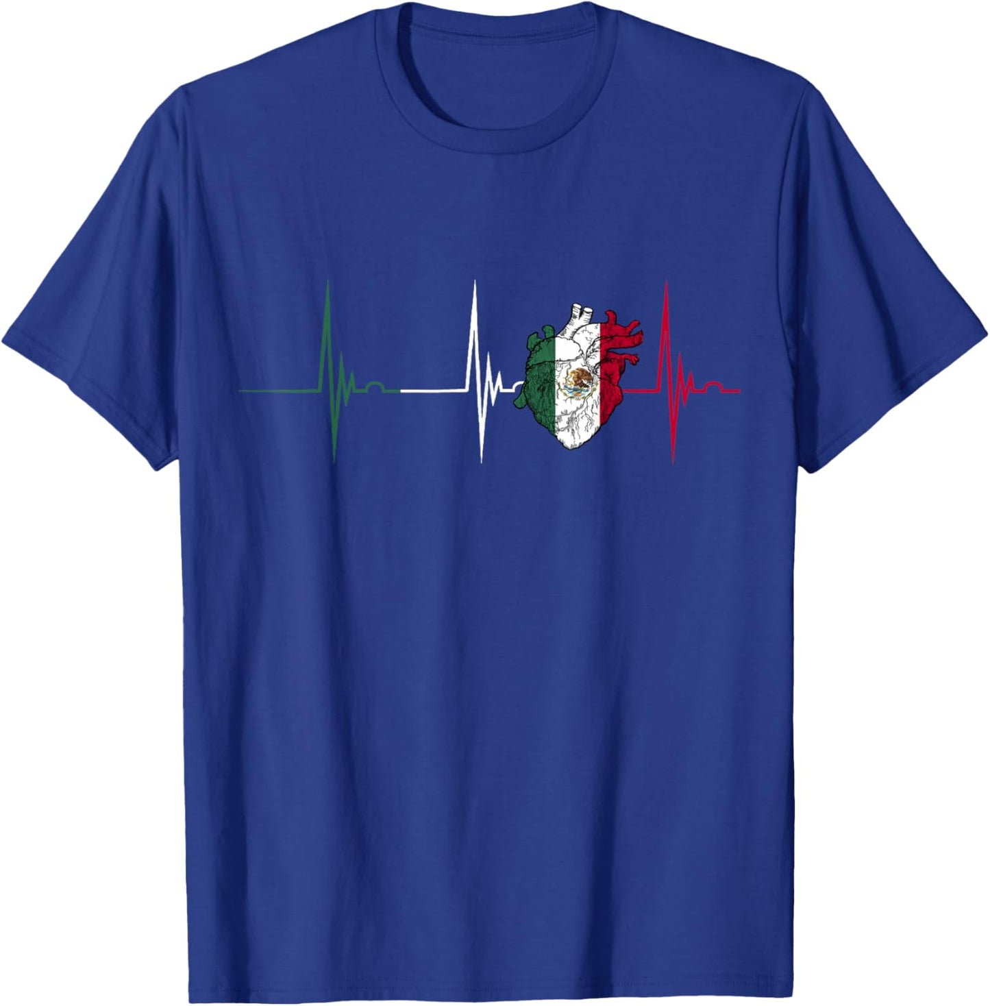 Mexico Heart Mexico Flag Heartbeat EKG Pulse Mexican Pride Small T-Shirt - T-Shirt | Royal