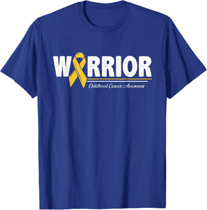 Warrior Childhood Cancer Awareness Ribbon T-Shirt - T-Shirt | Royal