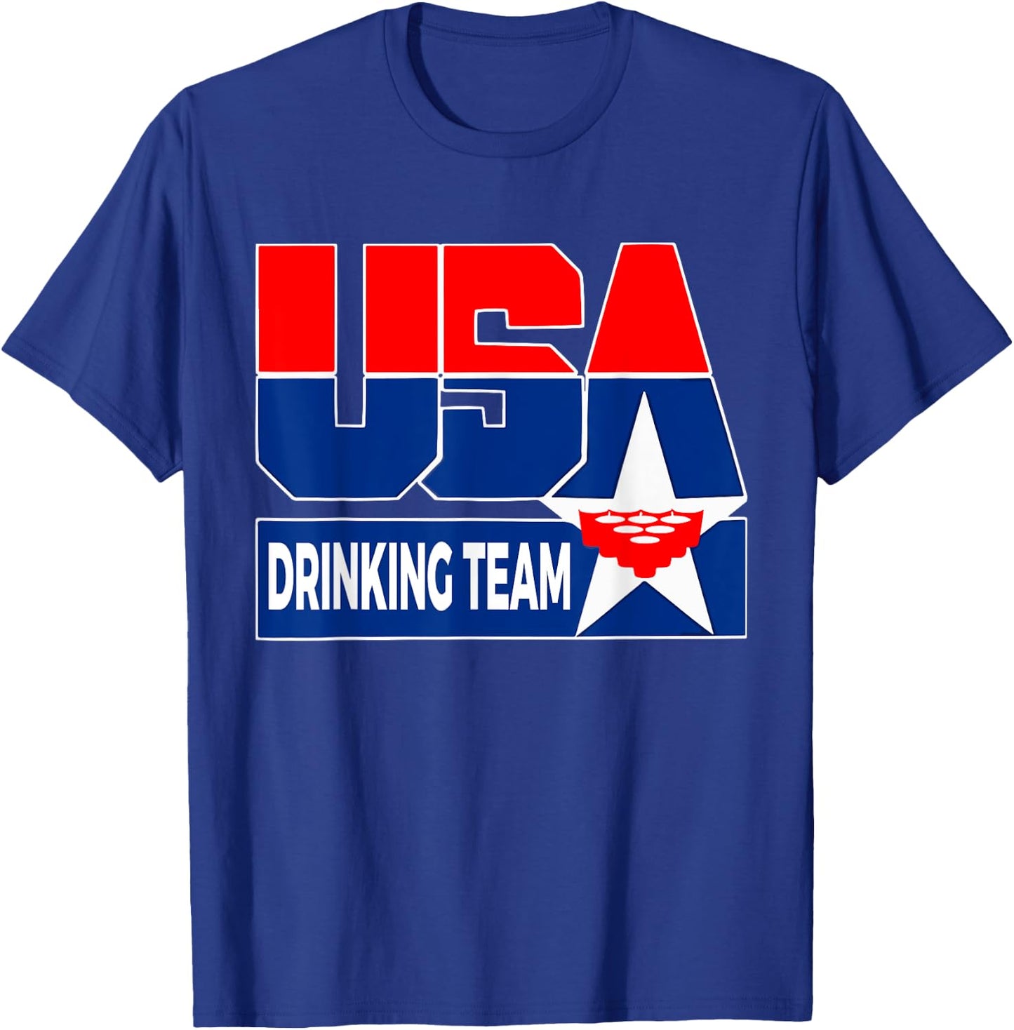 USA Drinking Team American Flag Patriotic Beer Frat Boy Pun T-Shirt - T-Shirt | Royal