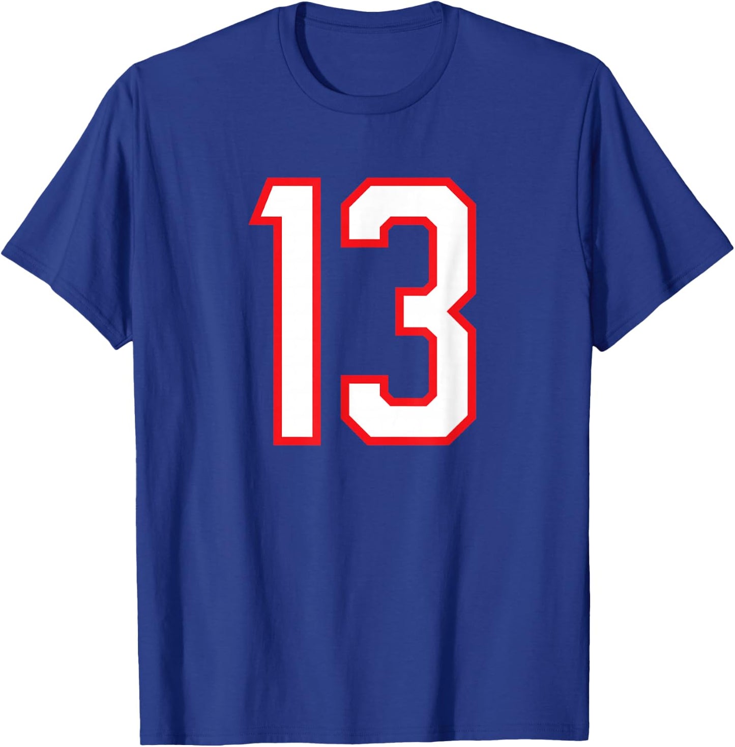 Number #13 White Red Plain Number T-Shirt - T-Shirt | Royal