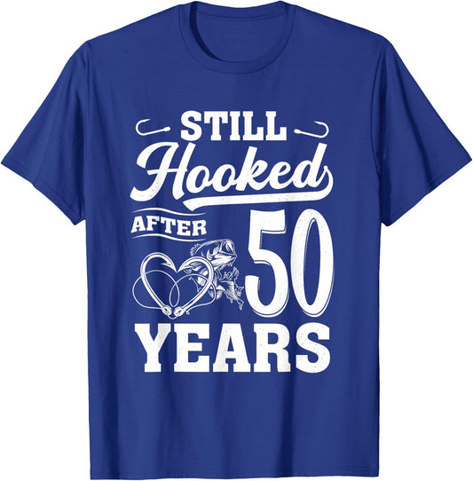 Fishing Couple 50 Years Anniversary 50th Wedding Celebration T-Shirt - T-Shirt | Royal