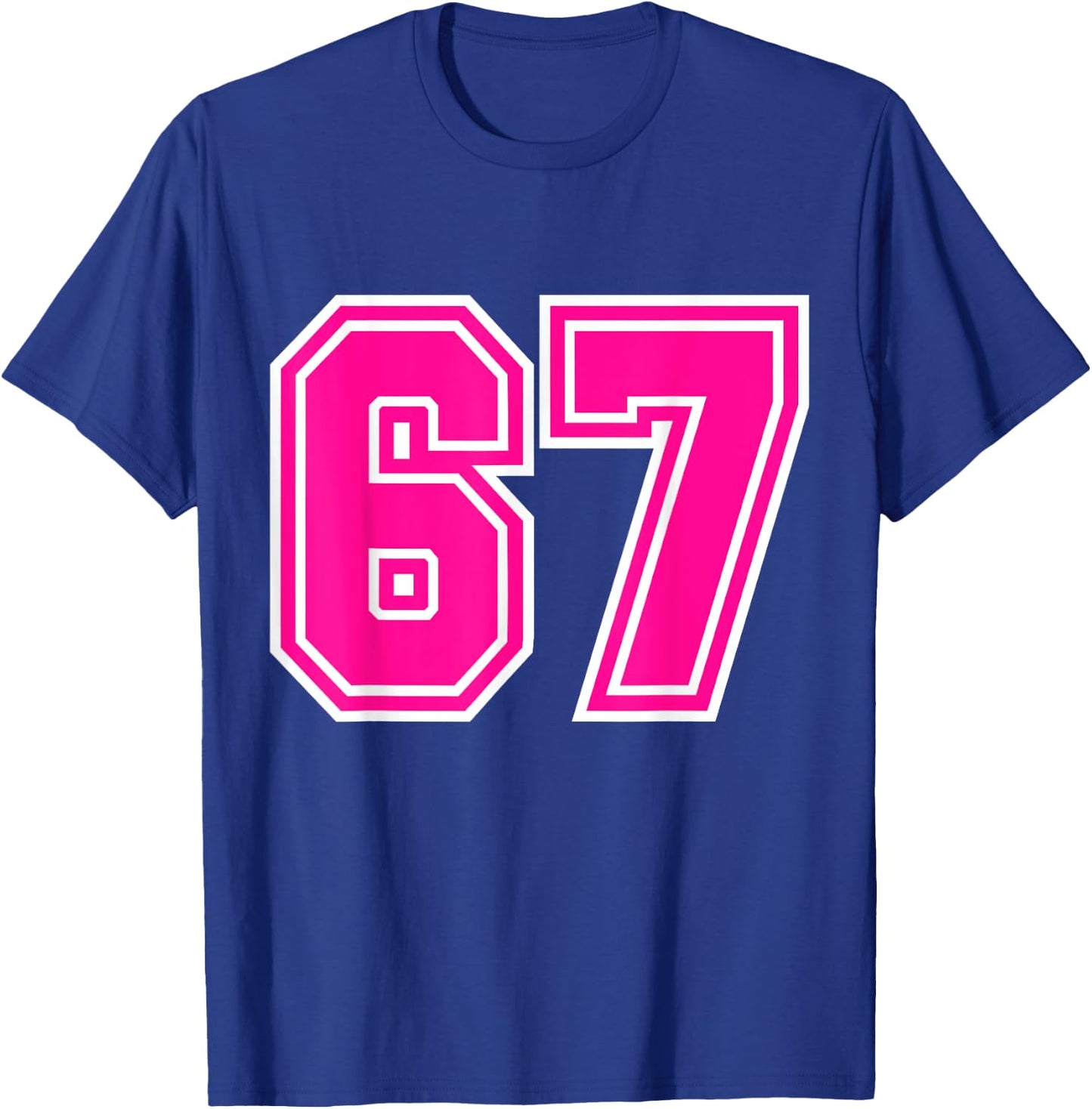 Number #67 Varsity Pink Favorite Number T-Shirt - T-Shirt | Royal