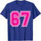 Number #67 Varsity Pink Favorite Number T-Shirt - T-Shirt | Royal