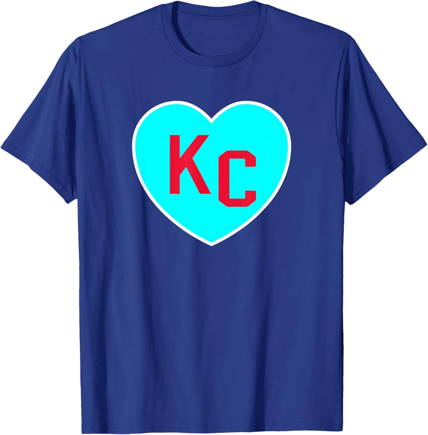 Cool KC Teal Heart Kansas City Teal Blue/Red KC Kansas City T-Shirt - T-Shirt | Royal