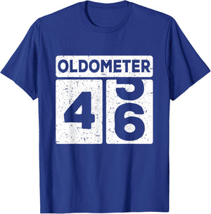 Oldometer 45-46 | 46th Birthday Funny Gift T-Shirt - T-Shirt | Royal