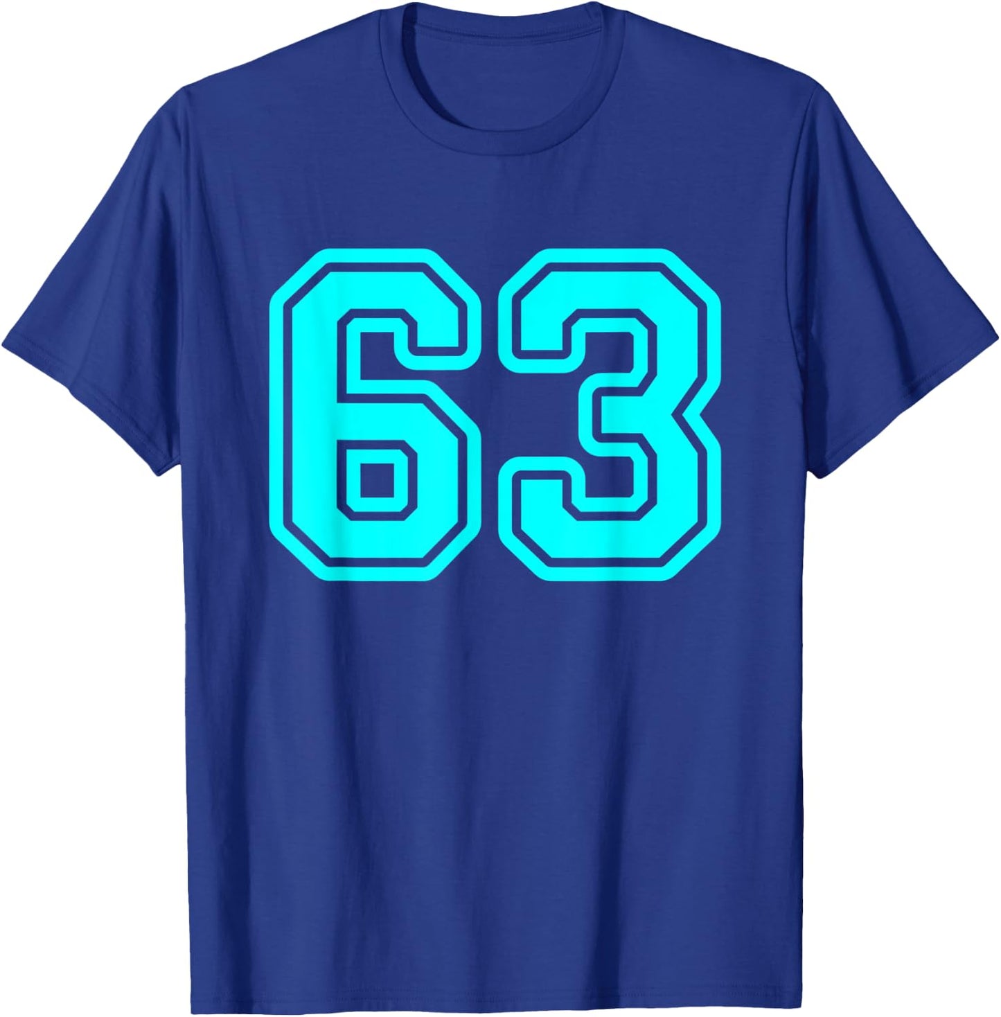 Jersey #63 Cyan Sports Team Jersey Number 63 T-Shirt - T-Shirt | Royal