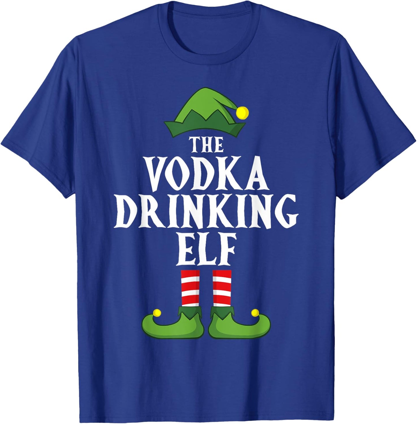 Vodka Drinking Elf Christmas Pajama Family Group Matching T-Shirt - T-Shirt | Royal