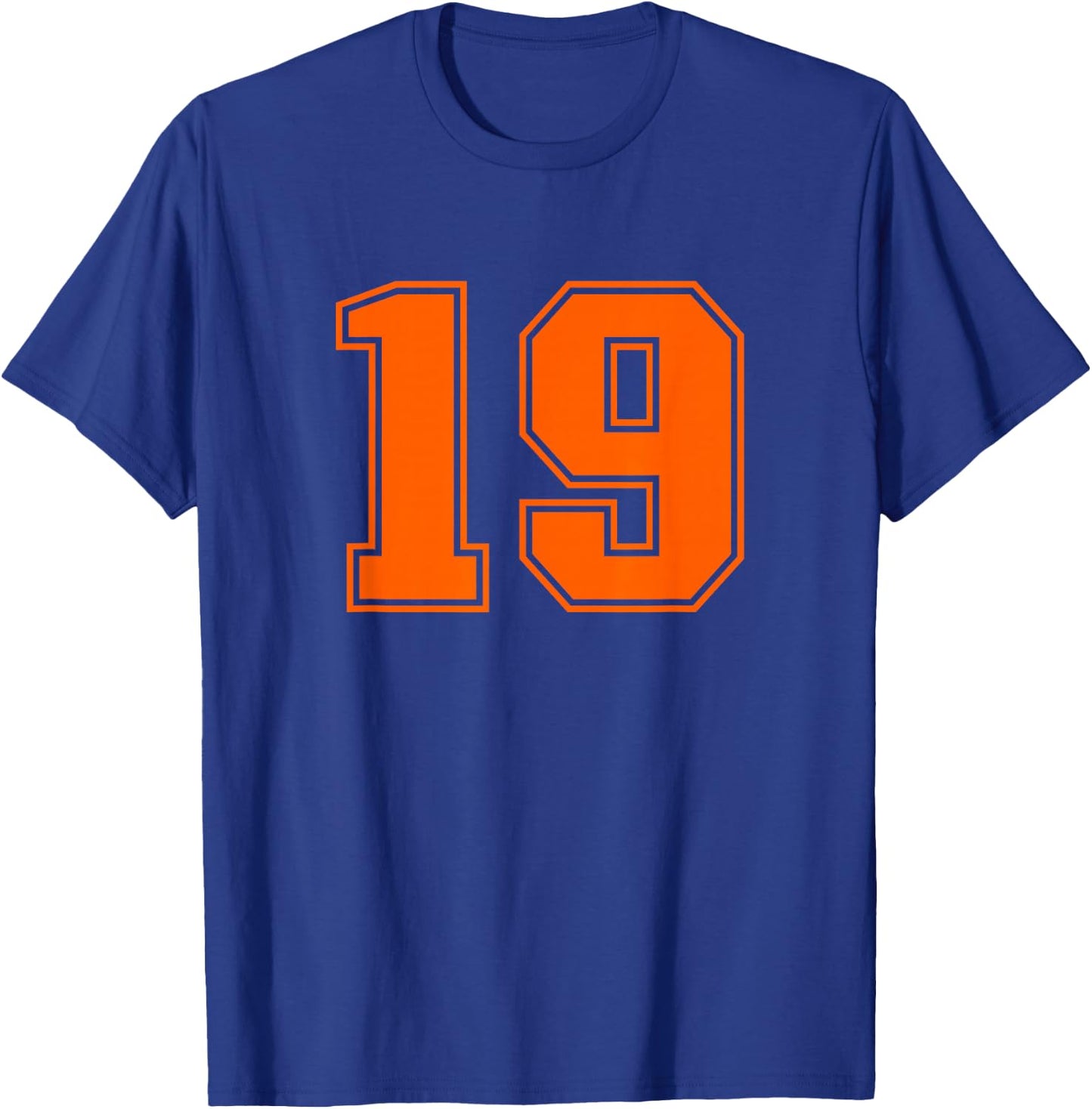 Number #19 Orange Sports Jersey Lucky Number T-Shirt - T-Shirt | Royal