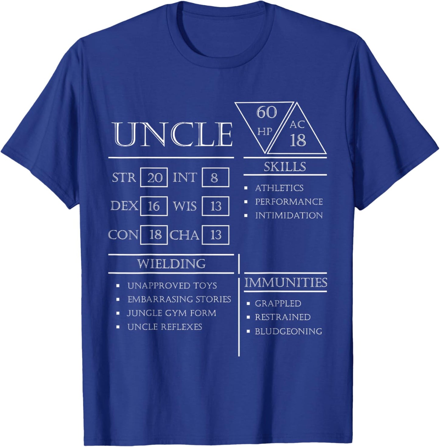 Roleplaying Dice Gamer Dragon Uncle Stat Skills Wielding T-Shirt - T-Shirt | Royal