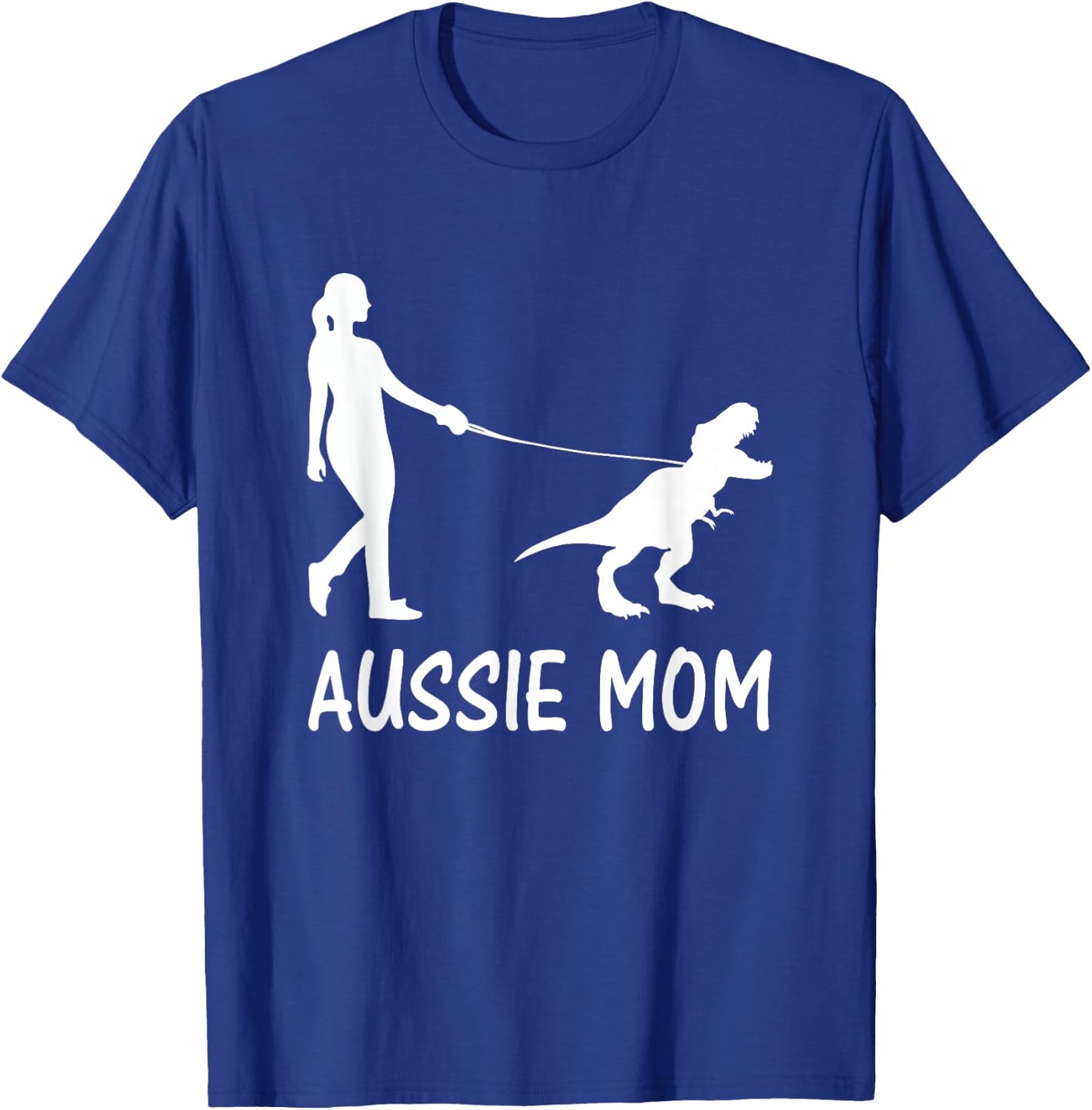 Aussie Mom Australian Shepherd Dog Dinosaur Women Mother T-Shirt - T-Shirt | Royal