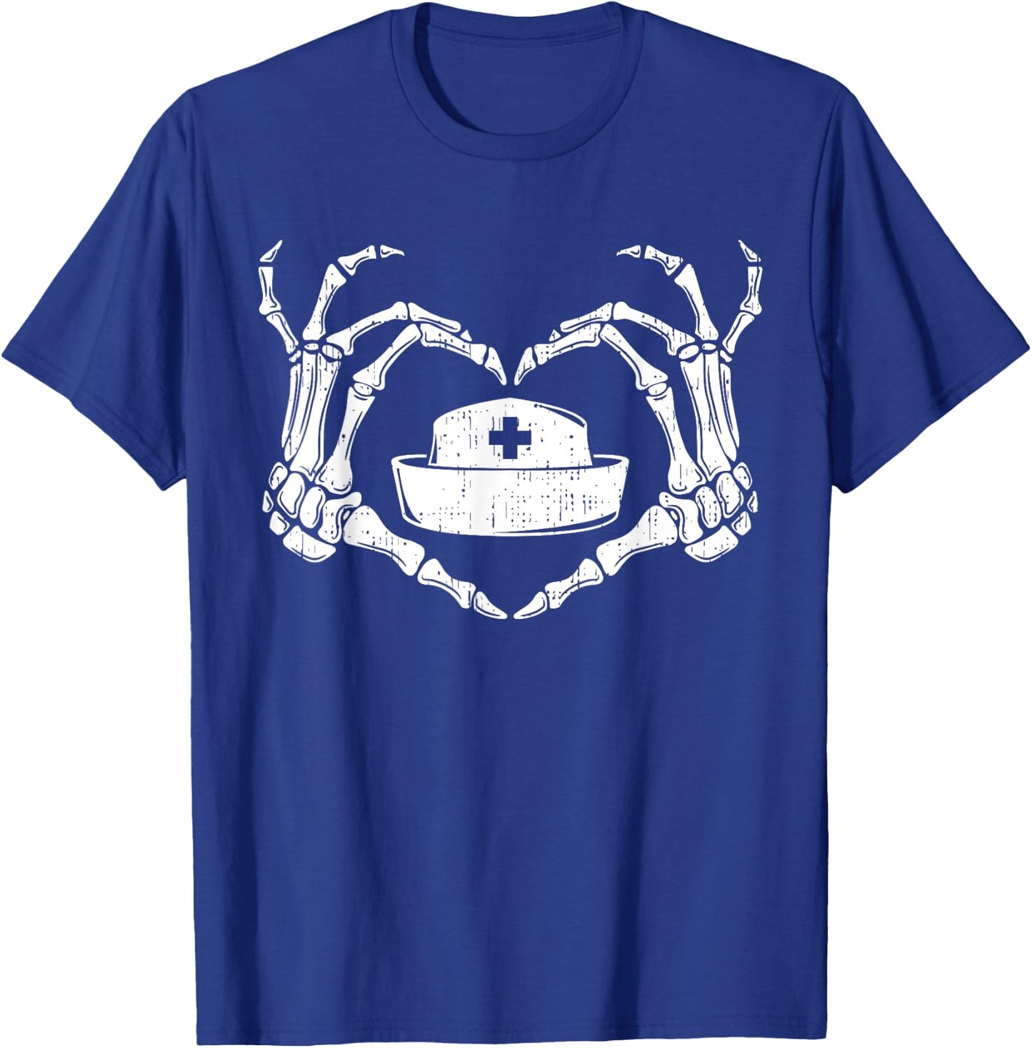 Skeleton Hand Heart Lazy Halloween Costume Funny Nurse RN T-Shirt - T-Shirt | Royal