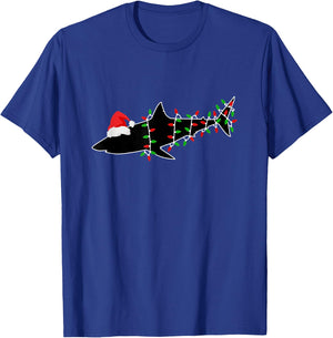 Shark Santa Christmas Tree Lights Xmas Sharks T-Shirt - T-Shirt | Royal