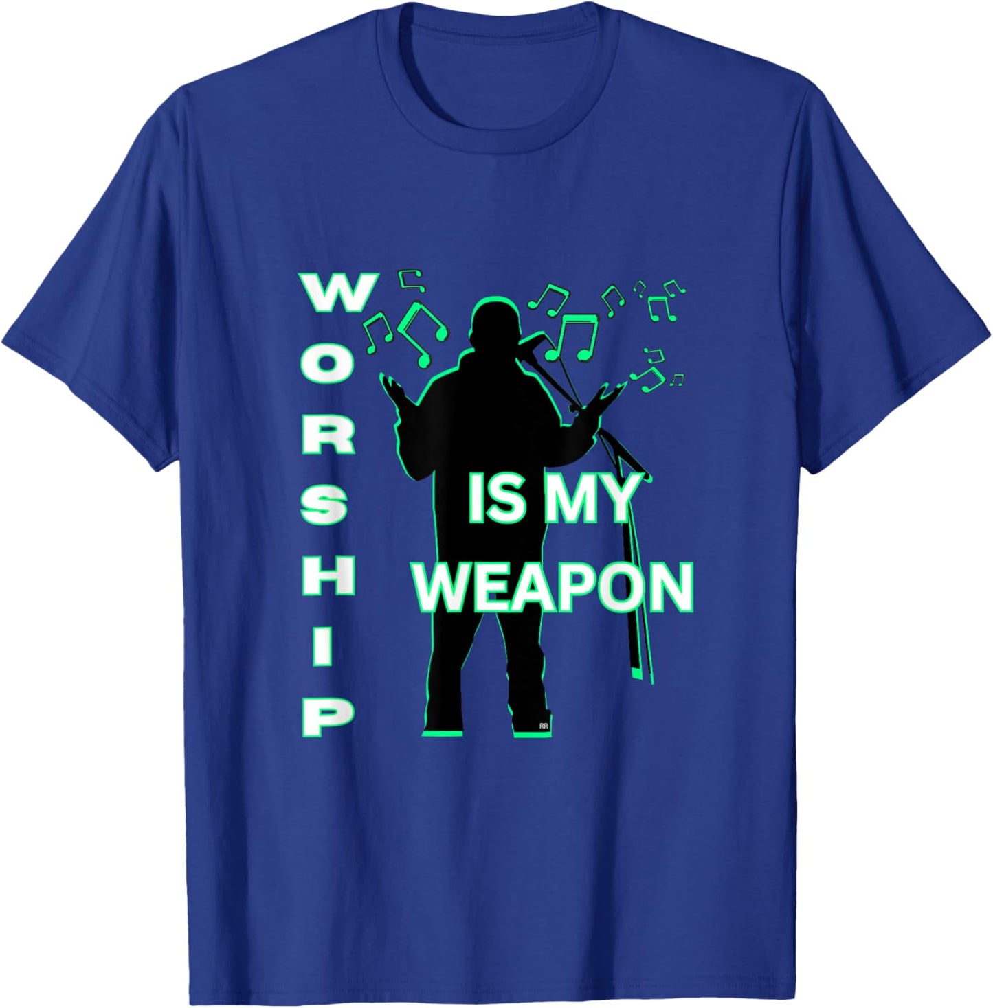 Guy Singing WORSHIP IS MY WEAPON Worship Leader Gift T-Shirt - T-Shirt | Royal