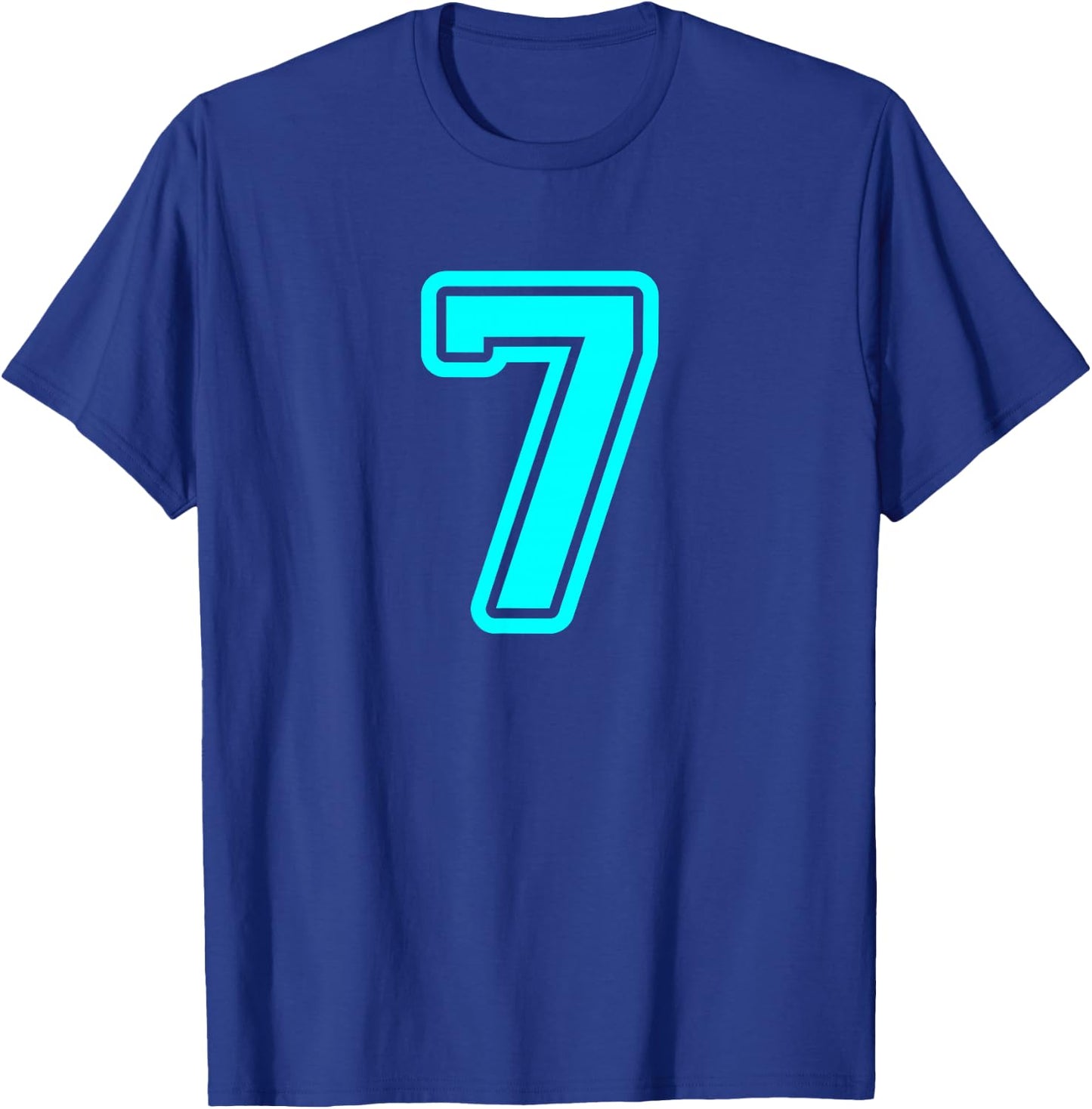 Number #7 Sport Cyan Varsity Number 7 T-Shirt - T-Shirt | Royal