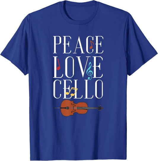 Peace Love Cello | Classical Music | Musician Cellist T-Shirt - T-Shirt | Royal