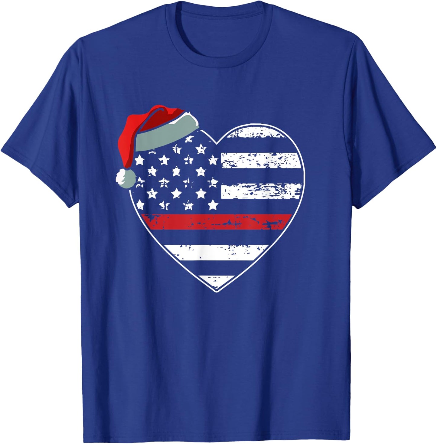 American Flag Firefighter Christmas Pajama X-mas Fireman T-Shirt - T-Shirt | Royal