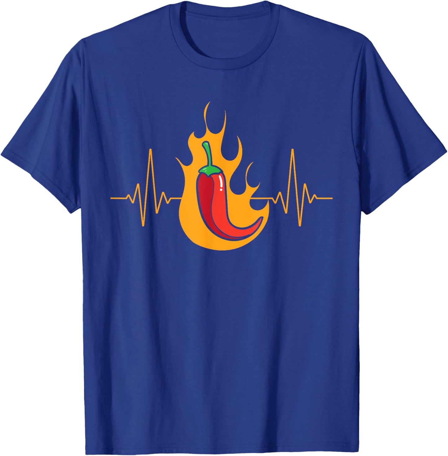 Chili Heartbeat Pepper Hot Spicy Food T-Shirt - T-Shirt | Royal