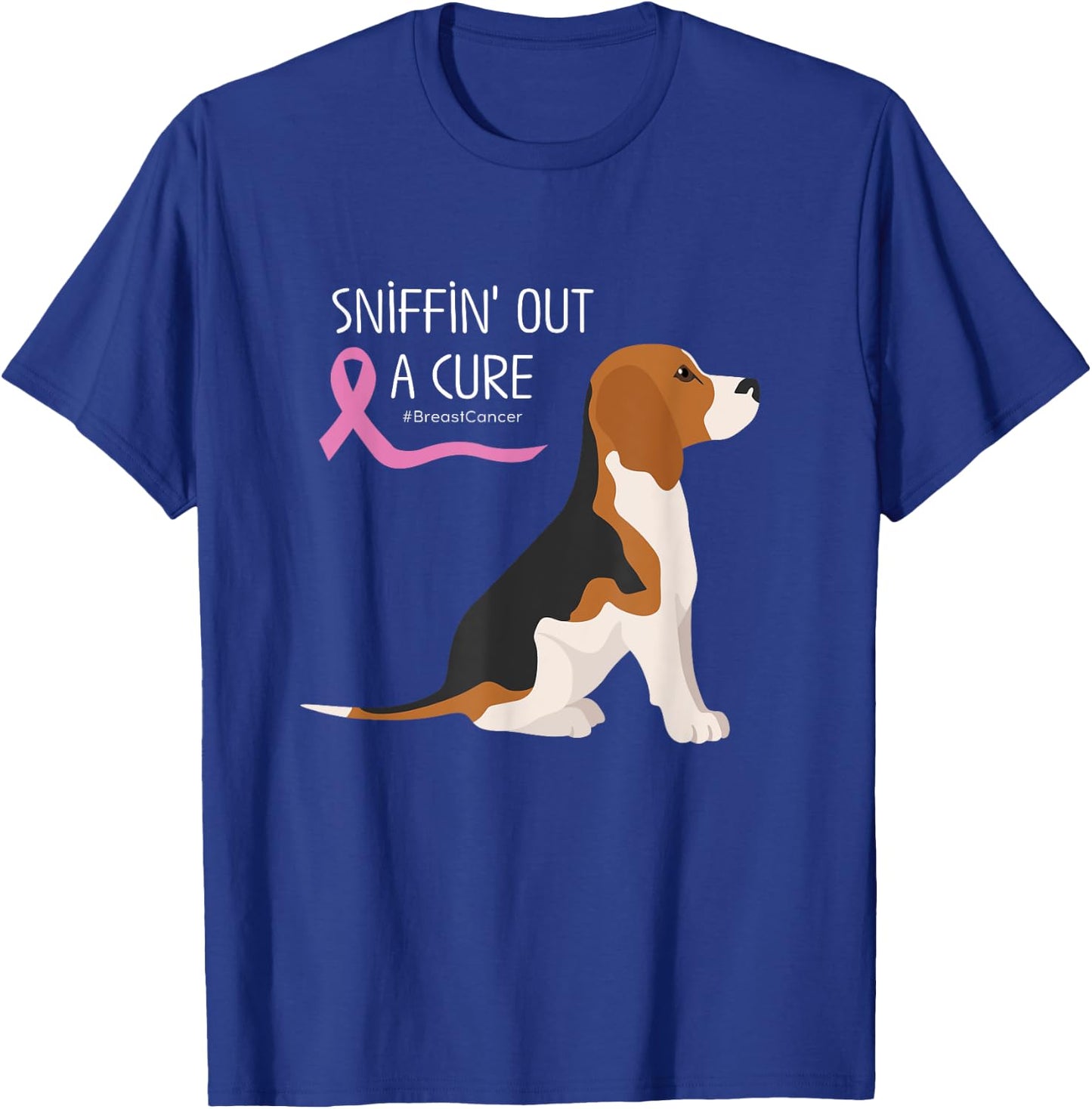 Beagle Dog Lover Breast Cancer Awareness Men Women T-Shirt - T-Shirt | Royal