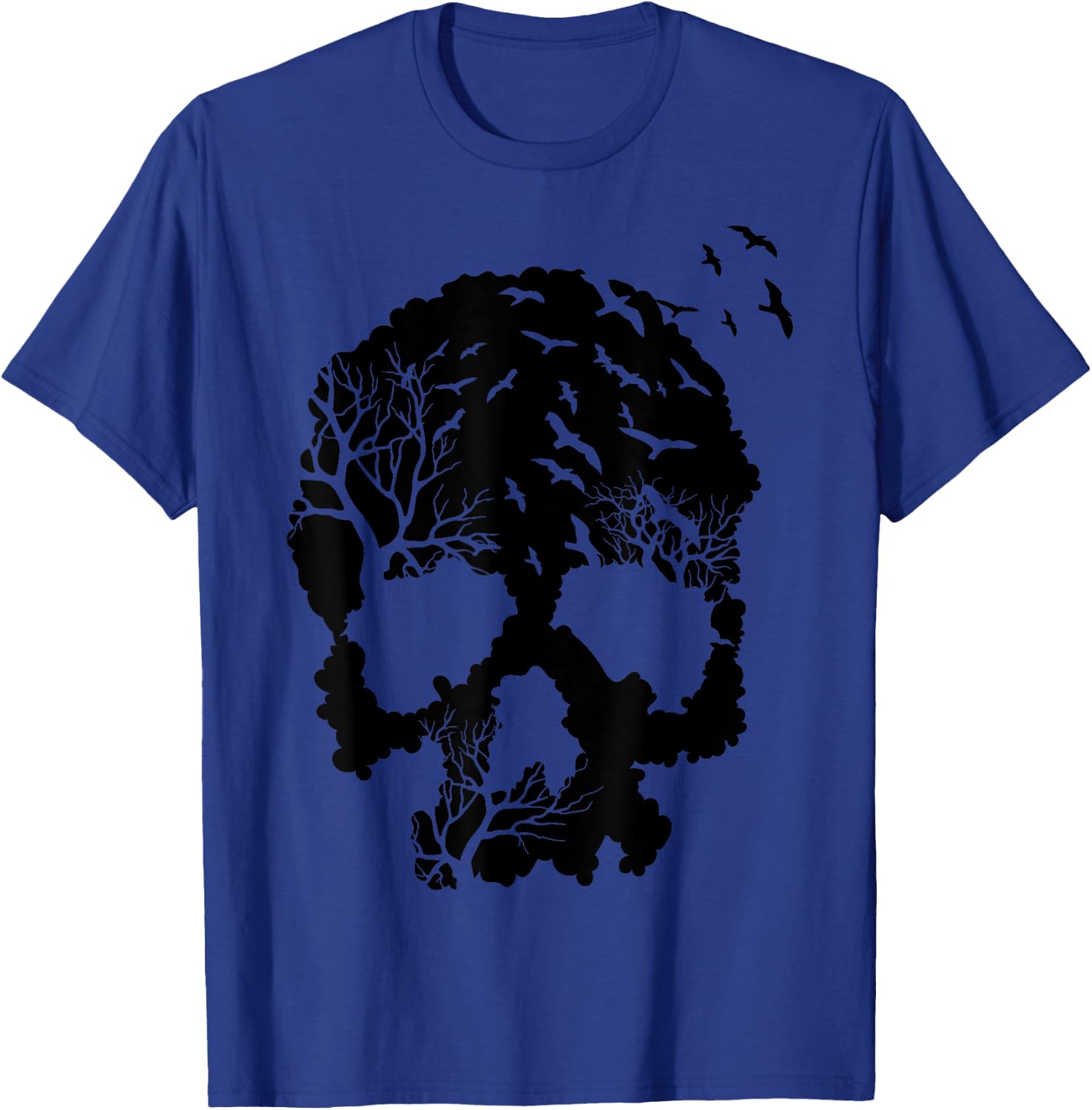 Skeleton with Trees and Birds T-Shirt - T-Shirt | Royal