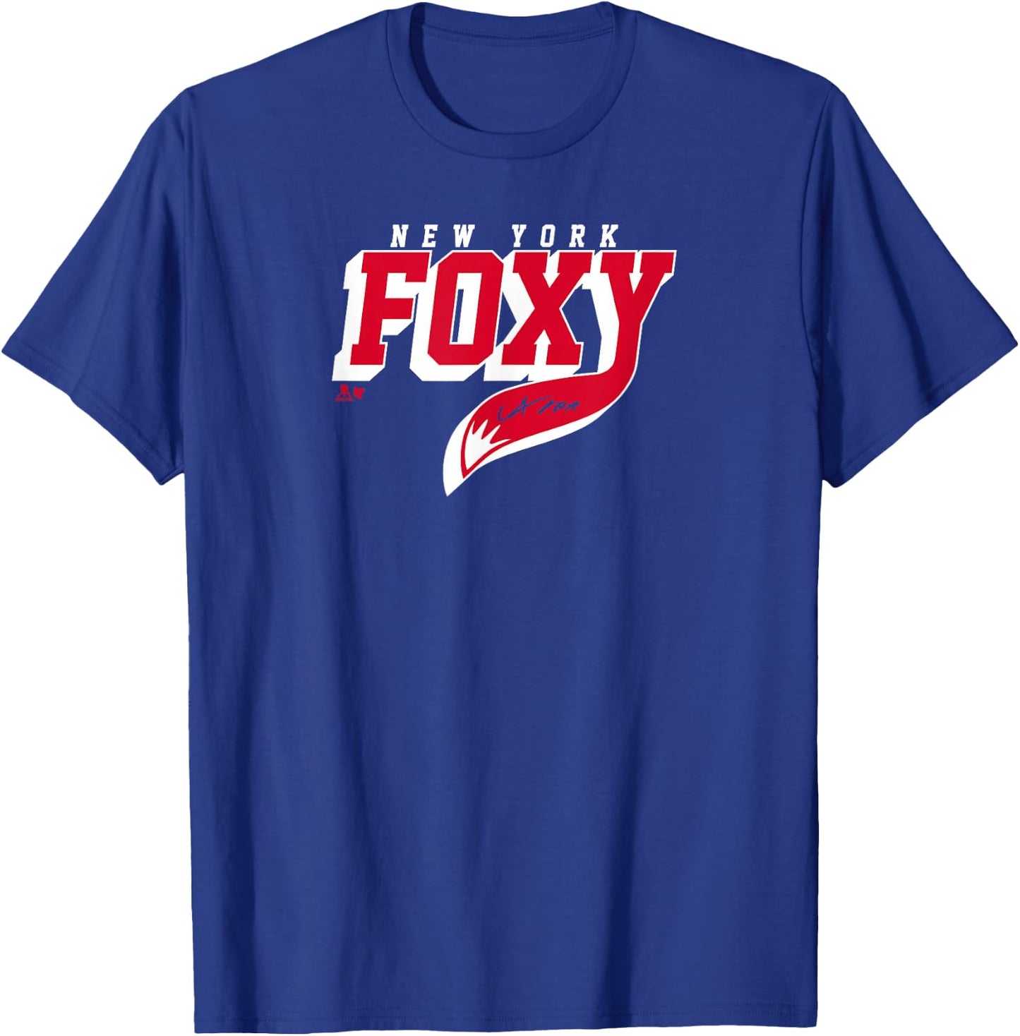 Adam Fox: Foxy - New York Hockey T-Shirt - T-Shirt | Royal