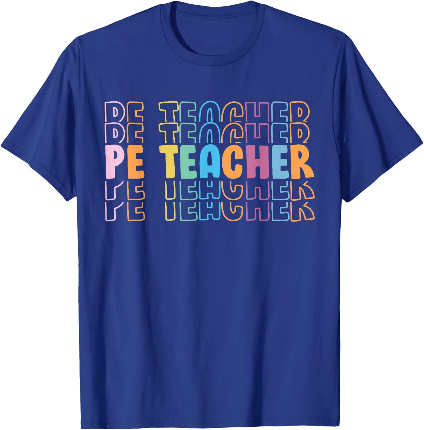 PE Teacher Vintage retro groovy Physical Education Teacher T-Shirt - T-Shirt | Royal
