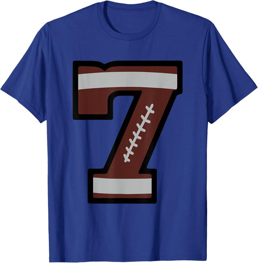 Number #7 Football Number T-Shirt - T-Shirt | Royal