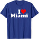 I Love Heart Miami Florida T-Shirt - T-Shirt | Royal