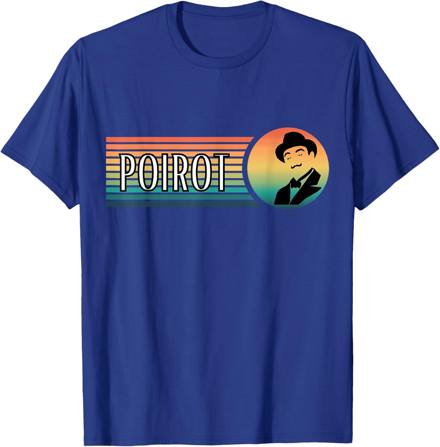 Reading Books Art Poirot Name with Hat Mustache Vintage Black T-Shirt - T-Shirt | Royal