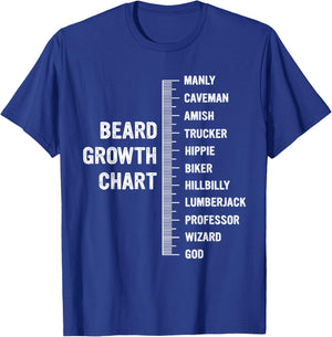 Beard Growth Chart Manly Funny Beard Measurement T-Shirt - T-Shirt | Royal