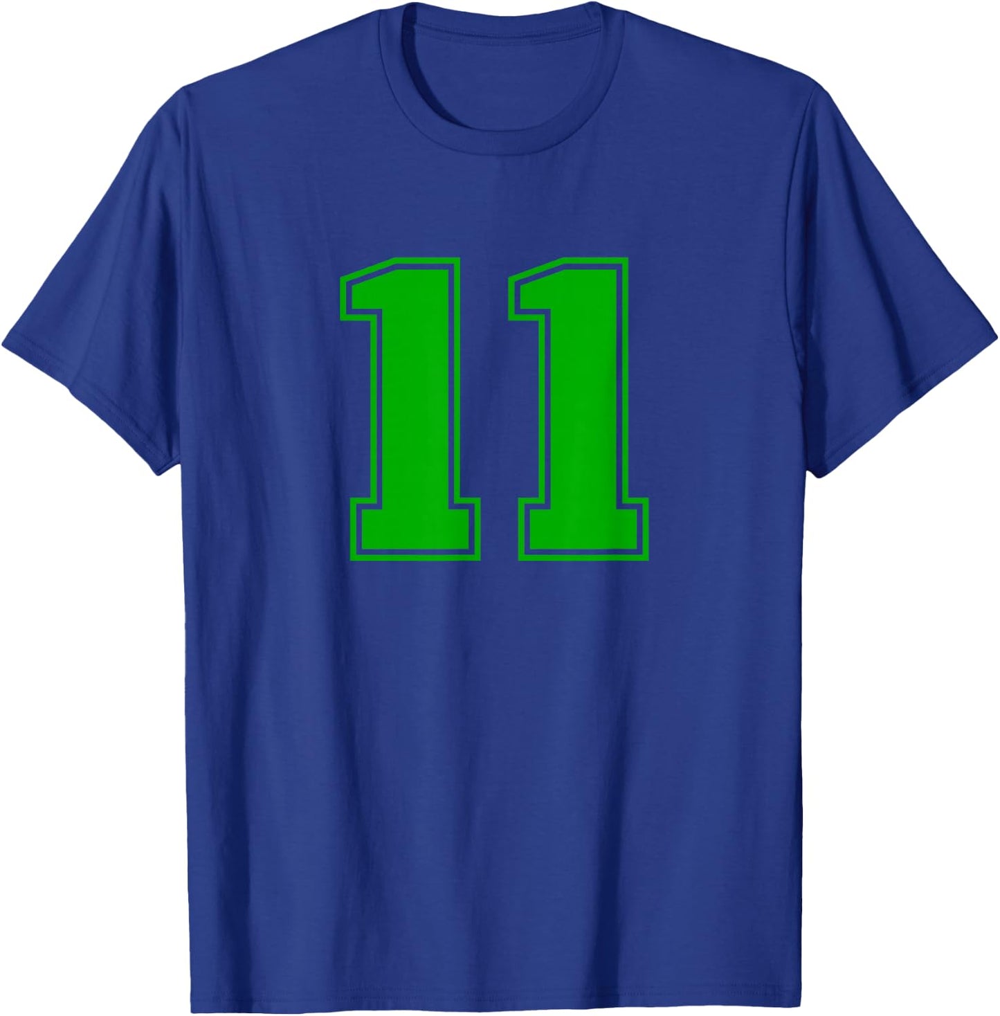 Number #11 Green Sports Team T-Shirt - T-Shirt | Royal
