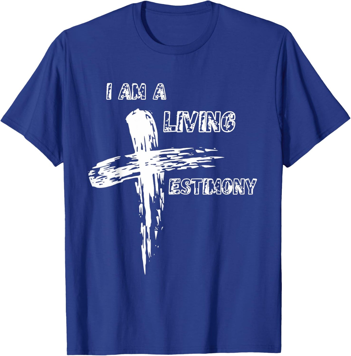 Christian Cross of Jesus I Am A Living Testimony Graphic T-Shirt - T-Shirt | Royal